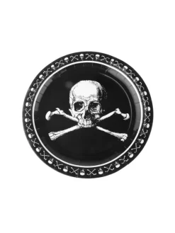 ESPA - Funny Fashion 8 Assiettes En Carton Pirate, Noir Et Blanc