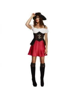 Smiffys Déguisement Pirate Femme (Robe, Jupon Attaché, Chapeau Et Couvre-bottes) -Halloween Soldes Boutique costume jeune femme pirate 10 2
