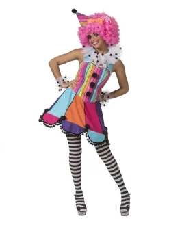 Déguisement Clown Femme (robe, Chapeau, Collerette Et Poignets)