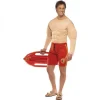 Smiffys Déguisement Maître-nageur Baywatch Rouge Musclé Homme (haut Avec Muscle Pectoraux, Short)