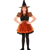 WIDMANN Déguisement Sorcière Orange Et Noir, Fille (robe Imprimée étoiles Scintillantes Et Chapeau) -Halloween Soldes Boutique deguisement sorciere orange et noir fille robe imprimee etoiles scintillantes et chapeau