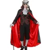 WIDMANN Déguisement Vampire Rouge Et Noir Homme (chemise Avec Gilet, Jabot, Cape) -Halloween Soldes Boutique deguisement vampire rouge et noir homme chemise avec gilet jabot cape