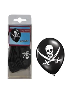 ESPA - Funny Fashion Lot De 12 Ballons Pirate Noir Et Blanc - 25,5 Cm