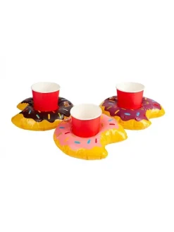 Smiffys Lot De 3 Donuts Porte-Boissons Gonflables 20 Cm