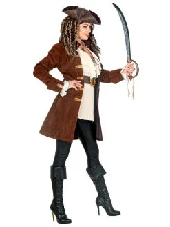 WIDMANN Veste Pirate Femme En Suédine Du S Au XL -Halloween Soldes Boutique veste pirate femme en suedine du s au xl 2